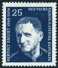 Bertolt Brecht Briefmarke DDR 25 blau